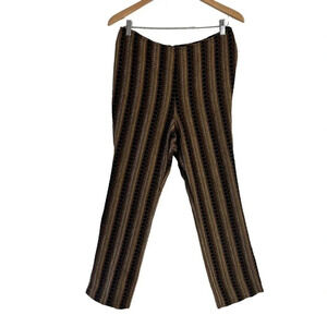 Muse Retro Pants Size 10 Striped Spotted All Over Pattern Textured Black Brown